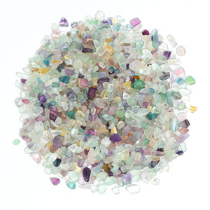 T4U Crystal Chips Stone Crushed Quartz Glass 0.5LB - Fluorite Tumbled Gravel Small Decorative Pebbles Bulk, Mini Polished Rocks Pieces for Crafts, Vases Filler, Succulent Plants, Aquarium Gravel Rocks