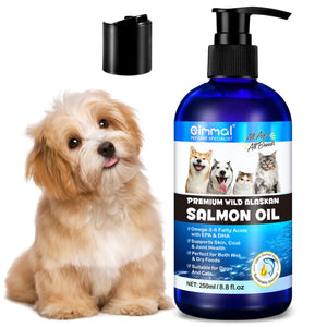 Premium Wild Alaskan Salmon Oil Omega-3-6 Fatty Acids with EPA DHA Supports Skin Coat Joint Health for All Ages Breeds Dogs Cats