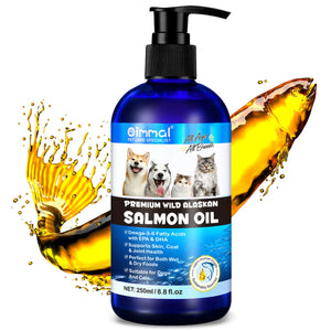 Premium Wild Alaskan Salmon Oil Omega-3-6 Fatty Acids with EPA DHA Supports Skin Coat Joint Health for All Ages Breeds Dogs Cats