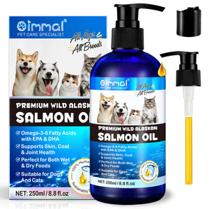 Premium Wild Alaskan Salmon Oil Omega-3-6 Fatty Acids with EPA DHA Supports Skin Coat Joint Health for All Ages Breeds Dogs Cats