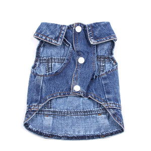 Pet Dog Jeans Jacket Denim Coats Holes Design Cat Puppy Vest Spring/Summer Apparel 3 Colors