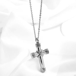 Classic Punk Fun Funeral Cremation Gold Color Cross Pendant Souvenir Necklace for Ash Memorial Jewelry