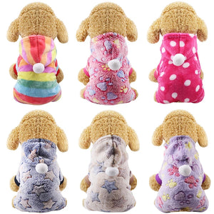 Dog Clothes Pajamas Fleece Jumpsuit Winter Dog Clothing Four Legs Warm Pet Clothing Outfit Small Dog Star Costume Apparel