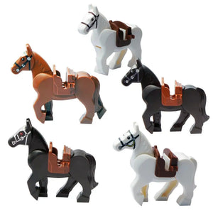 Plastic Blocks Mini Blocks Action Figures War Medieval Knight Horse  Wolf   Saddle  Bridle Toy Blocks For Children