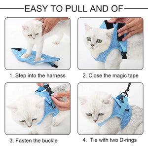 Adjustable Anti-Escape Small Cat Belt Kitten Harness Light Breathable Soft Pet Vest Wiring Harness Traction Belt Kitten Walking