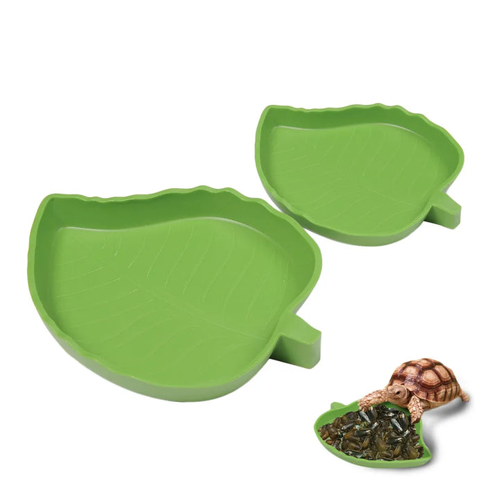 Leaf Shape Amphibians Reptiles Feeder Plastic Reptile Terrarium Feeding Basin Tortoise Lizard Crawler Bowl Basin Water Fountain