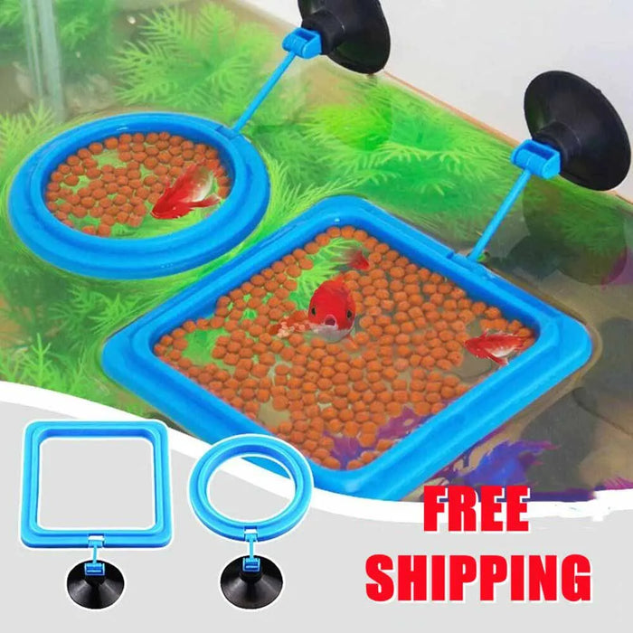 Aquarium Fish Portable Feeding Fish Accessories Feeder Station Floating Square Circle with Suction Cup Easy to feed Accessories