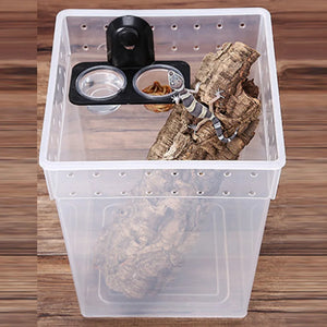 1pcs ABS Reptile Tank Food Water Feeding Bowl Insect Spider Ants Nest Snake Gecko Terrarium Breeding Feeders Box Pets Supplies