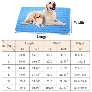 Dog Mat Cooling Summer Pad Mat for Dogs Cat Washable Puppy Big Dog Ice Gel Bed Mattress Cool Mascotas Cushion Blanket Supplies