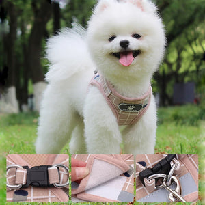 YUDODO Nylon Mesh Harness For Animals Reflective Dogs Harness Leash Set Dogs Vest Harness Leads Pet Clothes For Small Dogs