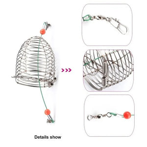 FLYSAND Fish Small Stainless Steel Bait Cage Basket Feeder HolderFishing Lure Cage Fishing Accessories Carp Fishing Bait Basket