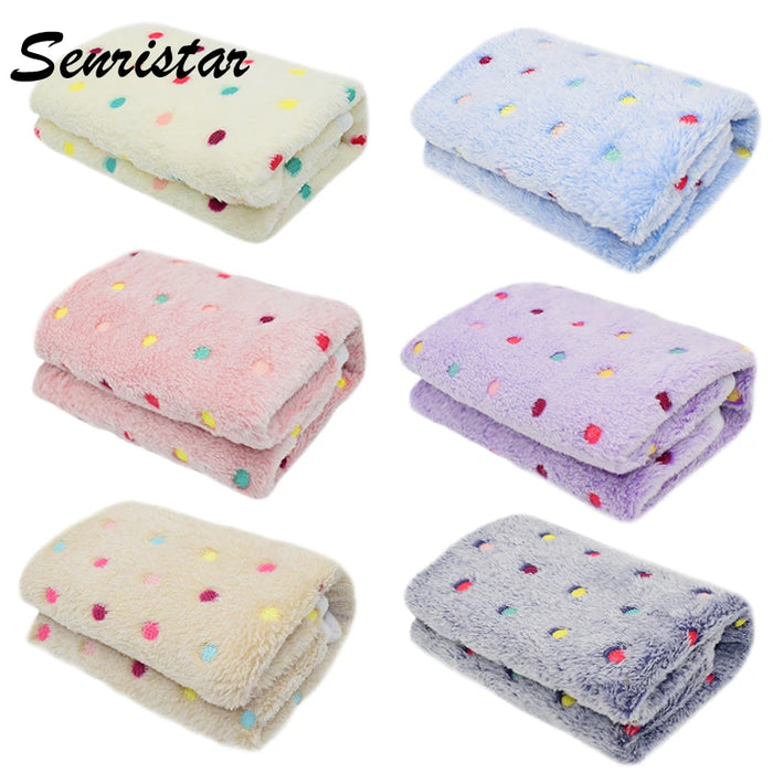 Cat Dog Bed Blanket Soft Fleece Cushion Blanket Winter Warm Dot Print Pet Cat Dog Cover Blanket For Small Medium Large Dogs Mat