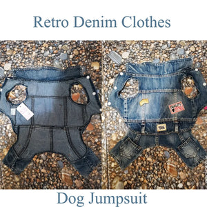 Spring Pet Dog Jumpsuit Denim Overalls for Dogs Plaid Jeans Jacket Pants Suit Onesies Small Dog Clothes Yorkie Chihuahua Apparel