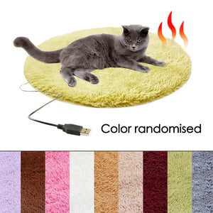 Pet Cat Bed Winter Warm Electric Heated Pad Mat For Animals Pet Dog Waterproof Plush Blanket USB Heater Carpet Heating Pad