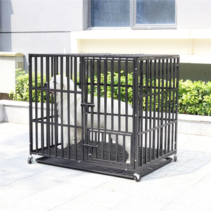 Rolling Heavy XXL Large Pet Cage Thick Metal Dog Crate Kennel Playpen with Tray