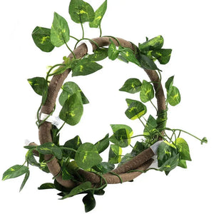 1Pcs/220cm Reptile Vine Leaves Reptiles Terrarium Decor Lizard Chameleons Habitat Climbing Rest Artificial Plants Vine Leaves