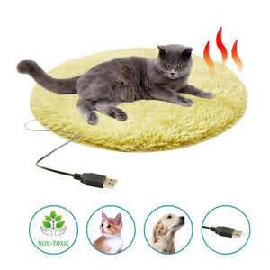 Pet Cat Bed Winter Warm Electric Heated Pad Mat For Animals Pet Dog Waterproof Plush Blanket USB Heater Carpet Heating Pad