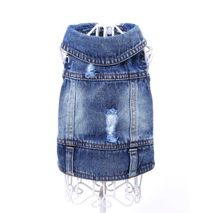 Pets Dogs Jeans Jacket 2 Holes Design Blue Denim Coat Vest Cat Puppy Spring/Autumn Clothes Apparel