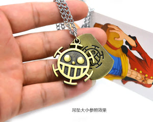 Anime One Piece Necklace Luffy Straw Hat And Skull Logo Dog Tag Pendant Men Fashion Choker Accessories Jewelry Figure Toys