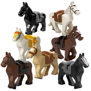 Plastic Blocks Mini Blocks Action Figures War Medieval Knight Horse  Wolf   Saddle  Bridle Toy Blocks For Children