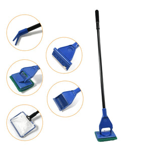 5 In 1 Aquarium Tank Cleaner  Net Gravel Rake Algae Scraper Grass Fork Sponge Brush Glass Fish Tank Cleaning Tools