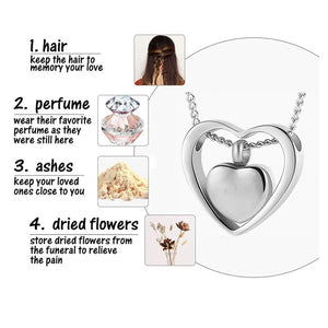 Double Heart Urn Necklace Cremation Jewelry Ashes Pendant Jewelry Funeral Ash Memorial Jewelry Stainless Steel Pendant Keepsake