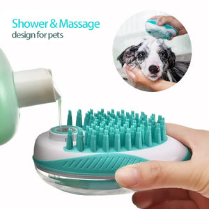 Pet Dog Cat Bath Brush 2-in-1 Pet SPA Massage Comb Soft Silicone Pet Shower Hair Grooming Cmob Dog Cleaning Tool Pet Supplies