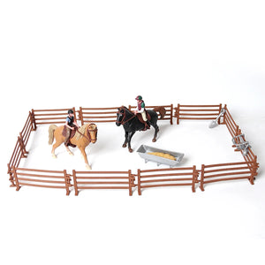 Simulation Horse Animals Farm Stable Rider,Horse Rider Cafe Playset with Horse Model and Accessories Educational Toy for Kids