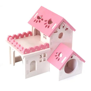 Wooden Hamster Hideout House Squirrel Hedgehog Villa Small Pet Habitat Hamster Accessories Chinchilla Guinea Pigs Pet Supplies