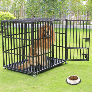 Rolling Heavy XXL Large Pet Cage Thick Metal Dog Crate Kennel Playpen with Tray