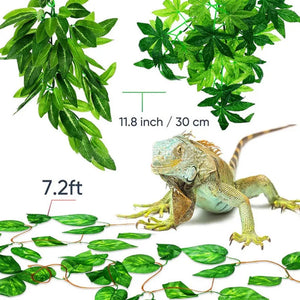 1/3/4pcs Reptile Plants 30cm Fake Leaves Habitat Decoration Terrarium Rattan for Geckos Lizards Reptile Habitat Decor Supplies