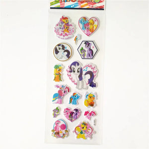 6 Sheets Little Horse Stickers Cartoon Anime Toy Girl Unicorn Stickers for Portable Luggage Skateboard Ponies Bubble Stickers