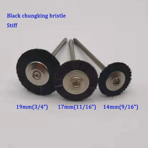 10Pcs/Bag Polishing Brush Wheel 2.35mm Dental Lab Laboratory Goat Black Horse Hair Mix Rotary Tools Low Speed HP Shank Buff