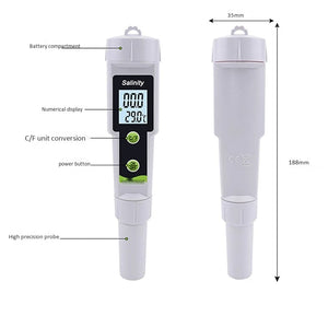 TPH 02154 Salinity Meter, Seawater Hydrometer, Salt Content Detection in Brine, for Pools, Drinking Water, Aquarium