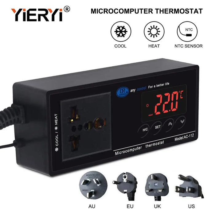 Yieryi AC-112 Digital Waterproof Temperature Controller Microcomputer Thermostat for Aquarium Reptile NTC Sensor