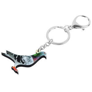 Bonsny Acrylic Carrier Pigeon Key Chains Bird Key Rings Bag Car Purse Decorations Keychains For Women Girls Teen Men Charms Gift