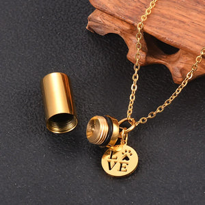 Pet Dog Paw Charm & Cylinder Memorial Urn Necklace Stainless Steel Keepsake Pendant Ashes Holder Cremation Jewelry Dropshipping