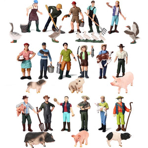 Action & Toy Figures Simulation Farm Animal Farmer Staff Feeder Models Pig Animal Figurine Educational Learning Kids Toys Gift