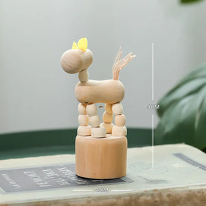 Cartoon wooden artwork movable puppet desktop figurine Ornaments clown horse giraffe dog statue crafts toy gifts home decoration