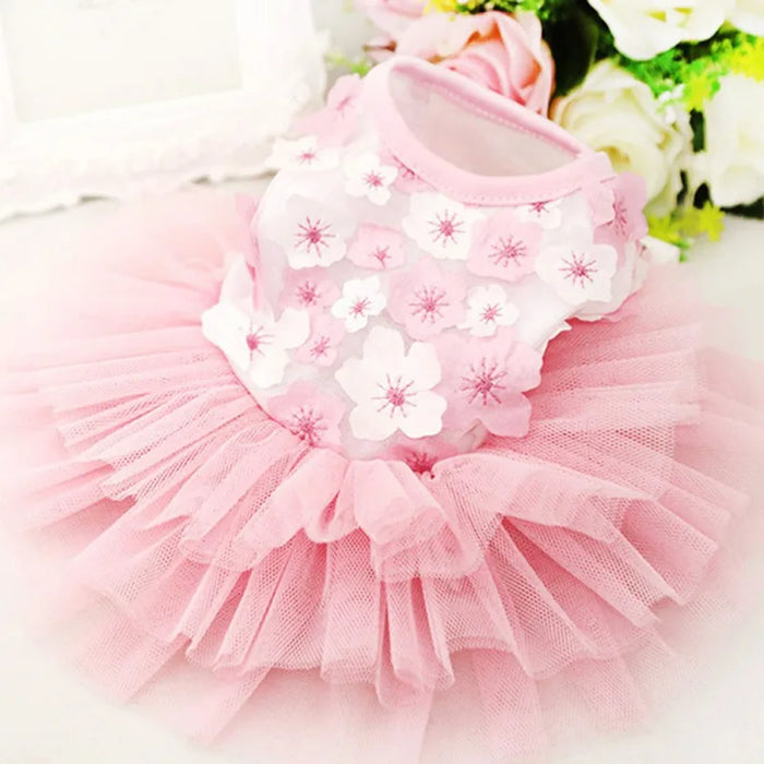 Dog Dress Pet Princess Dress Sweet Puppy Dresses Summer Pet Floral Gauze Dog Vest Apparel For Dogs And Cats