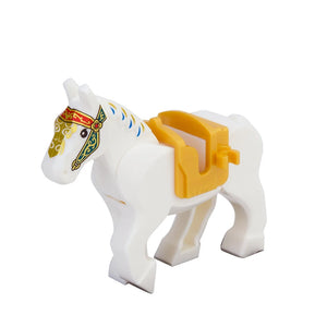 Plastic Blocks Mini Blocks Action Figures War Medieval Knight Horse  Wolf   Saddle  Bridle Toy Blocks For Children