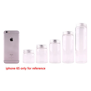 12pcs Dia 47mm 50ml/80ml/100ml/150ml/200ml Transparent Glass Spice Bottles Jar Terrarium with Silver Aluminum Lid Wedding Gift