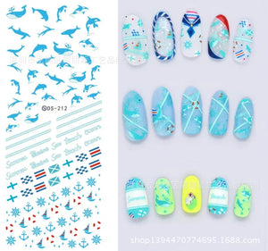 1sheet Starfish Sea Horse Nail Water Decals of Nails Transfer Stickers Ocean Shell Nail Art Summer Manicure for Nail Decorations