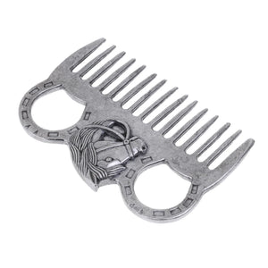 Stainless Steel Horse Pony Grooming Comb Tool  Metal Curry Brushing Cleaning Tool Equestrian