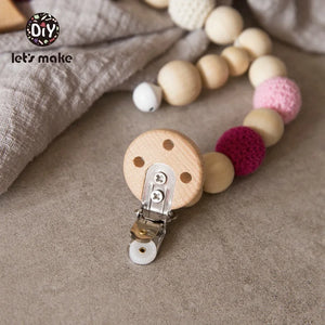 Let's Make Wood Teether Baby Bed Hanging Rattles Toy Make Noise Bird Elephant Shape Crochet Beads Bracelet Pram Clip Baby Rattle