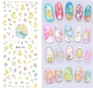 1sheet Starfish Sea Horse Nail Water Decals of Nails Transfer Stickers Ocean Shell Nail Art Summer Manicure for Nail Decorations