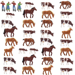 Evemodel AN8706 36PCS 1:87 Well Painted Farm Animals Cows Horses Figures HO Scale NEW Scenery Landscape Layout