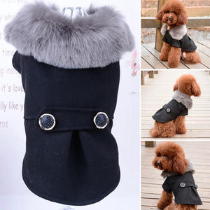 Winter Dog Clothes Pet Cat fur collar Jacket Coat Sweater Warm Padded Puppy Apparel for Small Medium Dogs Pets