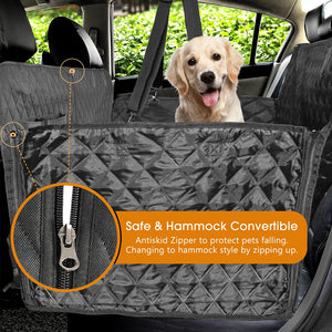 Dog Car Seat Cover 100% Waterproof Dog Seat Cover With Side Flaps Pet Seat Cover for Back Seat Black Carrier Hammock Convertible