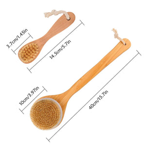 TREESMIL Natural Bristle Bath Brush Exfoliating Beauty Body shower Brush Portable Travel Massage Horse Hair Wooden Dry Brush D30